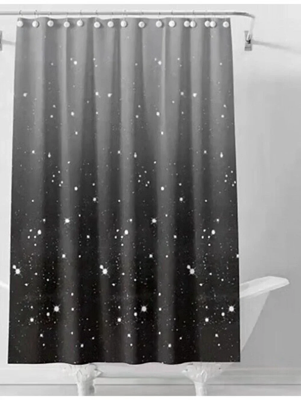 TIKABC Gray Shower Curtain Liner, 4G PEVA Shower Liner, Night Sky New